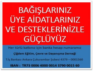 Aidat, bağış ve burs ödemeleri için banka hesap bilgilerimiz