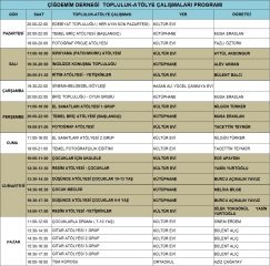 TOPLULUK/ATÖLYE ÇALIŞMALARI PROGRAM