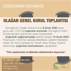 GENEL KURULUMUZ 15 OCAK’DA