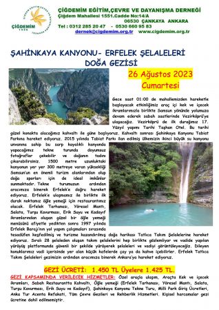 ŞAHİNKAYA KANYONU-ERFELEK ŞELALELERİ GEZİSİ