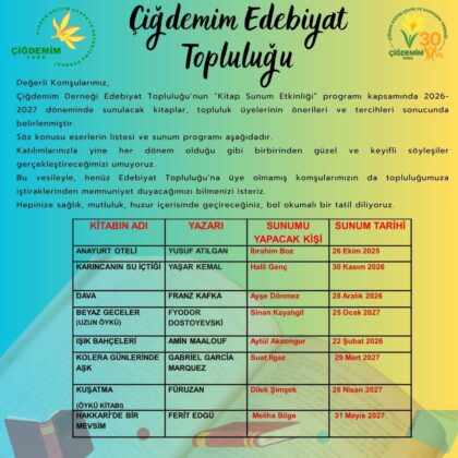 EDEBİYAT TOPLULUĞU YENİ DÖNEM