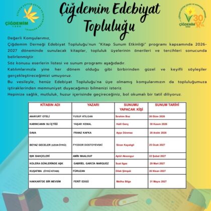 EDEBİYAT TOPLULUĞU YENİ DÖNEM